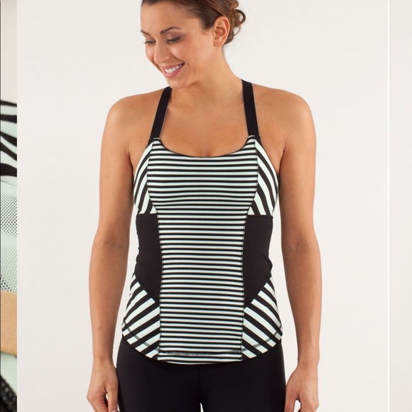 Lululemon Work It Out Tank Top Mint Striped Sz 10 - Picture 3 of 8